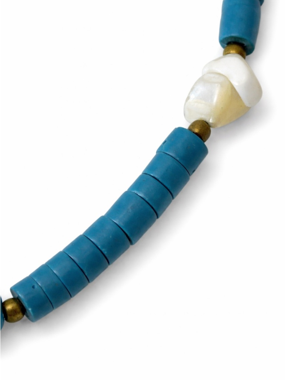 Shell Heishi & Turquoise Beaded Necklace Boho Beach Southwestern Style - Picture 3 of 5